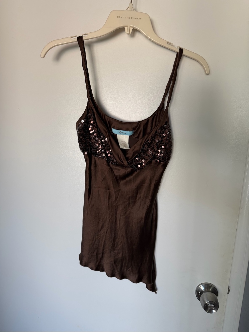 Marciano Brown Sequin-Trim Tank Top